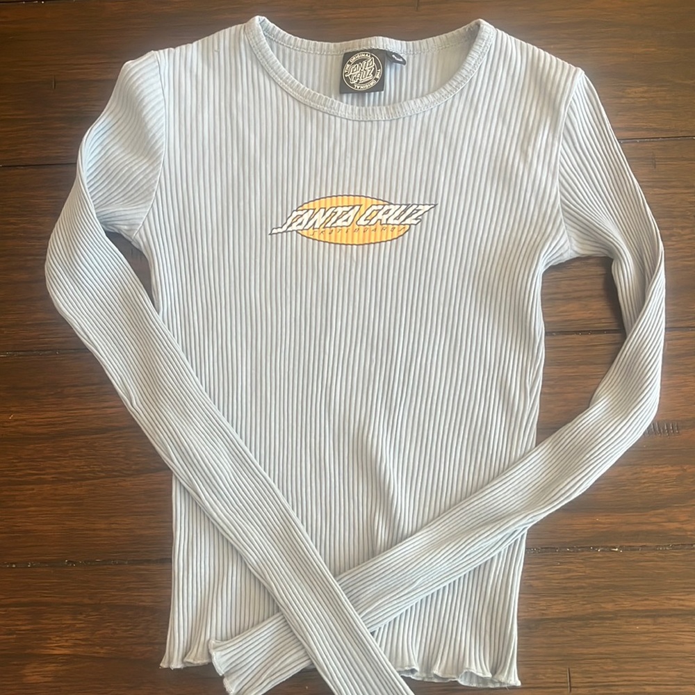 light blue santa cruz ribbed long sleeve size small